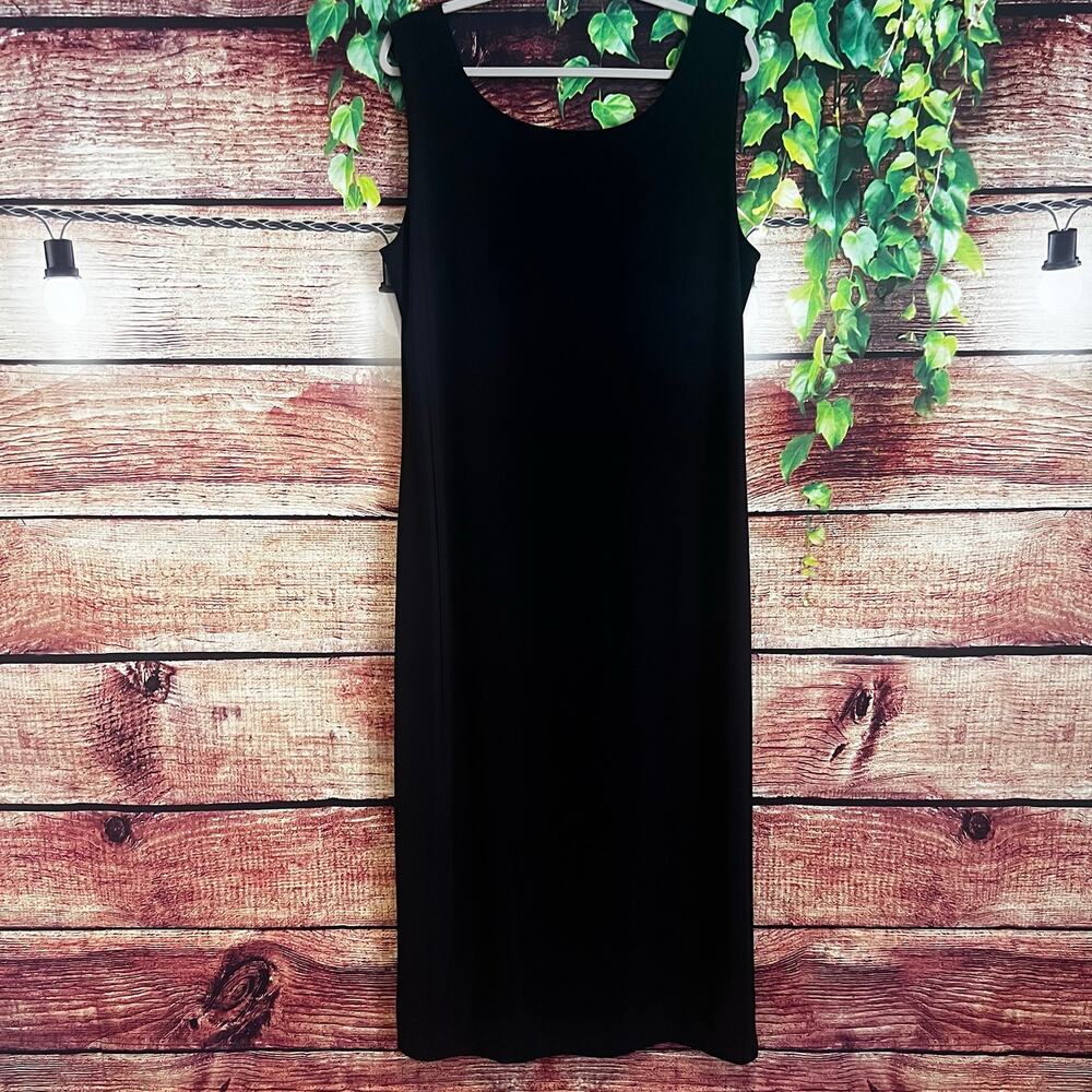 Vintage As Is Sleeveless Maxi Dress Size 3X Plus Black Stretchy Coverup Business
